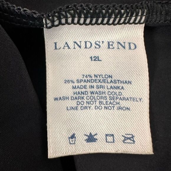 Lands End 12L One-Piece Black Tank Swimsuit - Picture 3 of 7